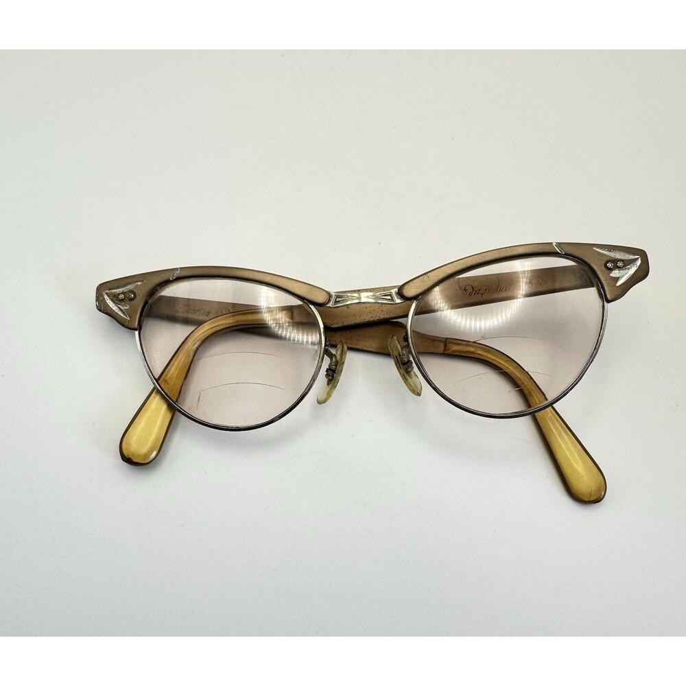 Vintage Imperial Glasses 1950s Cat Eye Aluminum Frame 5.5” 12k Silver Filled